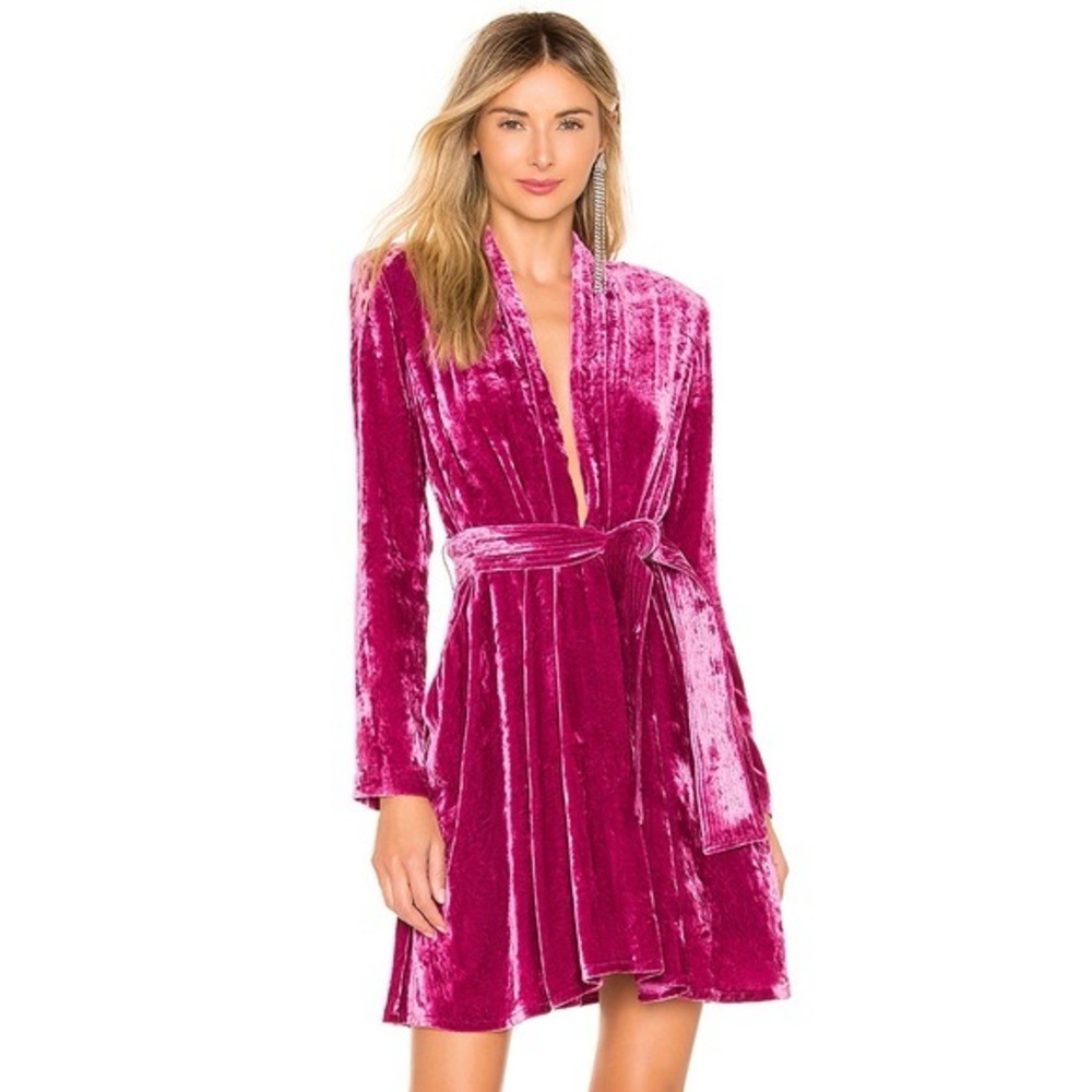A.L.C. Velvet Mini Dress in Fuchsia